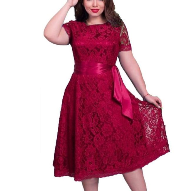 Damska sukienka z koronki plus size Lisha - 3 kolory 1