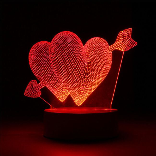 3D LED lampa u obliku srca 1