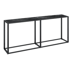 Konzolový stolík čierny mramor 180 x 35 x 75,5 cm tvrdené sklo ZO_331685-A