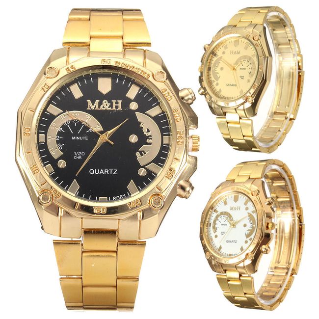 Pánské hodinky v luxusní zlaté barvě - 3 varianty 1