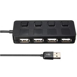 4-portowe USB 2.0 HUBz guzikowym przełącznikiem 