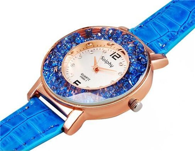 Dámské hodinky se zdobeným ciferníkem - modré 1
