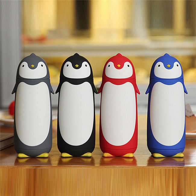 Hőpalack pingvin alakú - 4 színben 1