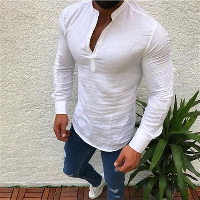 Мъжка риза с дълъг ръкав Fiametta White - размер 2, Размери XS - XXL: ZO_223581-S 1