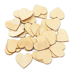 Decorațiuni din lemn - inimi - 50 buc