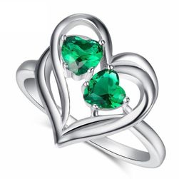 Prsten sa srcima i kristalima - 4 boje