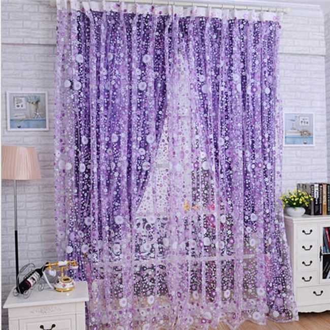 Dekorativna zavesa s cvetjem - 2 barvi Vijolična ZO_ST00788 1