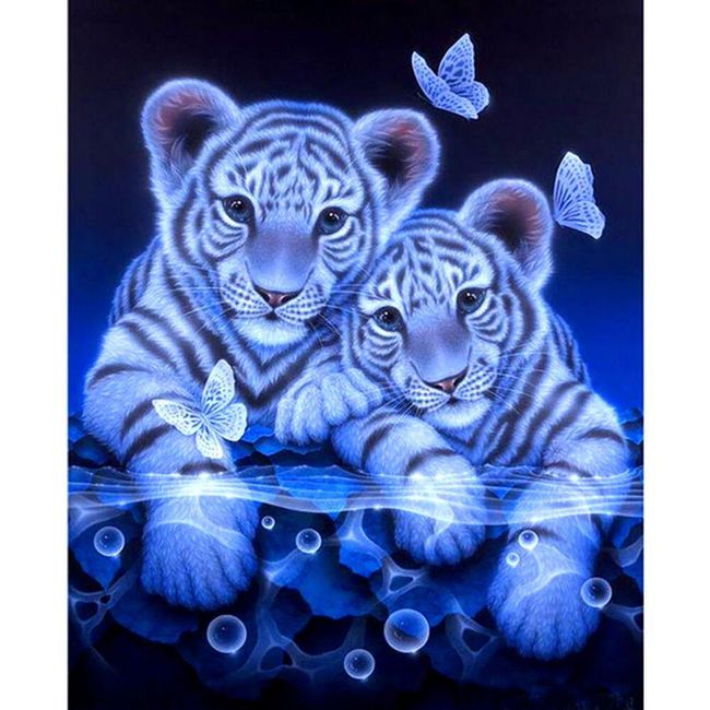 5D kép strasszkövekkel - Tigrisek pillangókkal ZO_ST00627 1