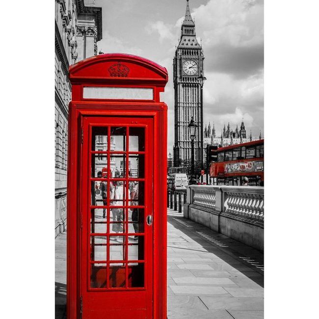 5D Obrazek z kamieniami - budka telefoniczna w Londynie 1
