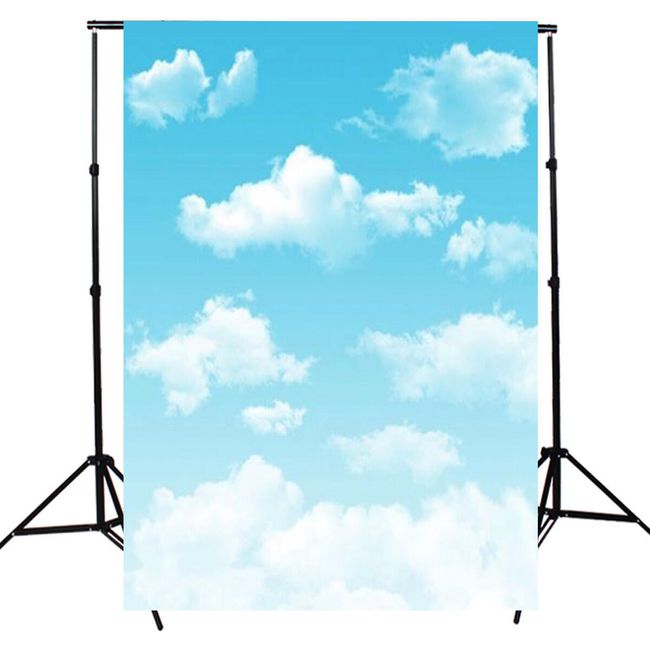 Studio fotografsko ozadje 1 x 1,5 m - Modro nebo z belimi oblaki 1