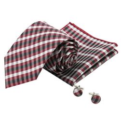 Férfi nyakkendő mandzsettagombokkal és zsebkendővel