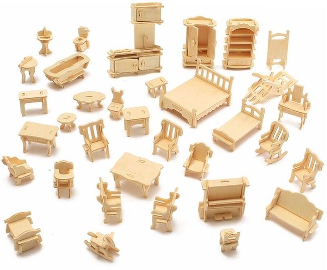 Комплект мини-дървени мебели - 34 ks 1