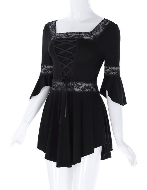 Črna mini obleka v gotskem slogu 1