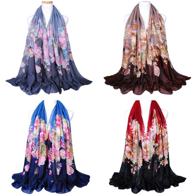 Dámský šátek s květovaným motivem ve čtyřech barvách 1
