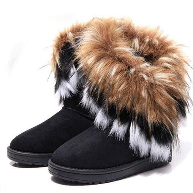 Zimski ženski škornji s krznom črni, ČEVLJI Velikosti: ZO_236421-36 1