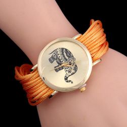 Ceas de mână pentru femei cu elefant alb-negru
