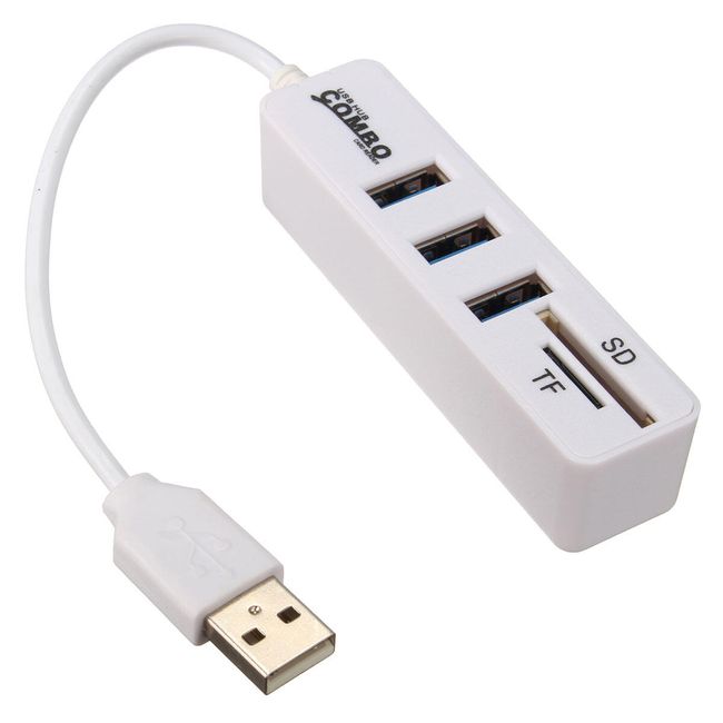 Mini hub USB 2.0 cu cititor de carduri de memorie - 3 sloturi USB 1