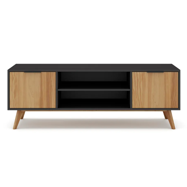Černý/přírodní TV stolek z borovicového dřeva 140x53 cm Lavis – ZO_248938 1