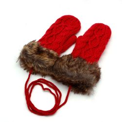 Pletené rukavice s kožíškem - 4 barvy