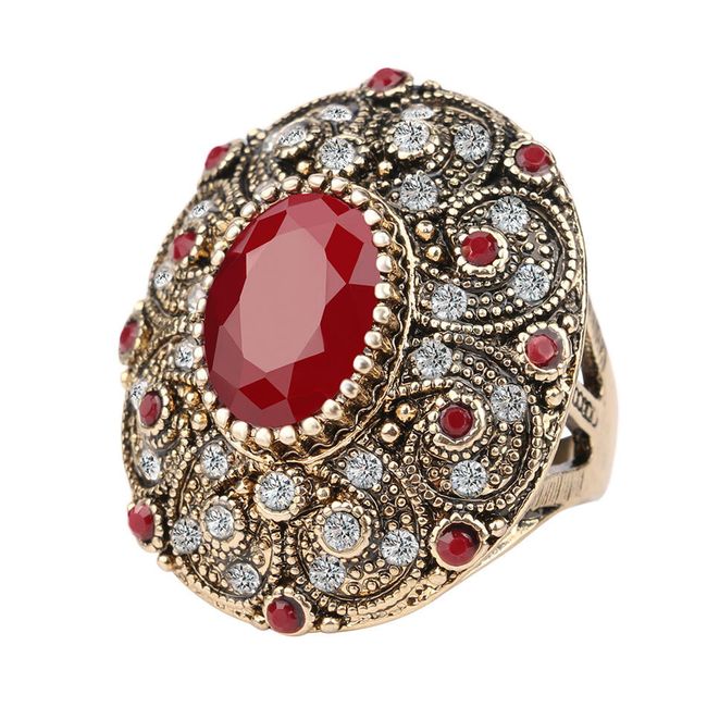 Изразителен дамски пръстен с цветни камъчета 1