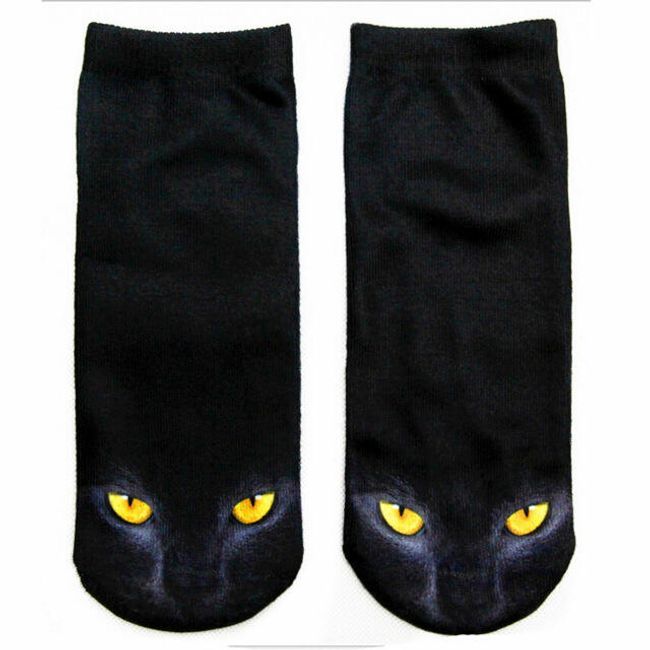 Дамски чорапи с котешки принт 1