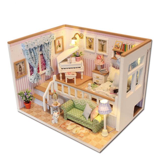 Domek dla lalek z wyposażeniem - pokój z oświetleniem 1
