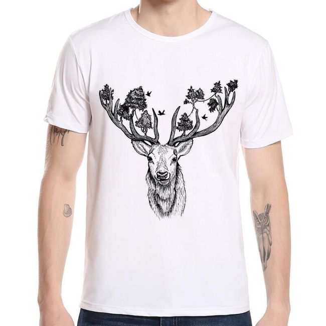 Męski t-shirt z nadrukiem jelenia - 10 wariantów 1