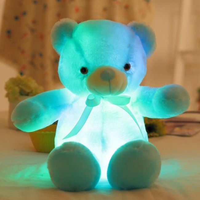 Plüss LED-es mackó ragyog a sötétben - 4 színben 1