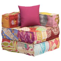 Modulární pouf s polštářem patchwork textil ZO_350377