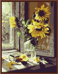 Slikanje po številkah - sončnice v vazi