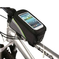 Vázra tehető kerékpár, biciklis táska telefontartóval - szürke