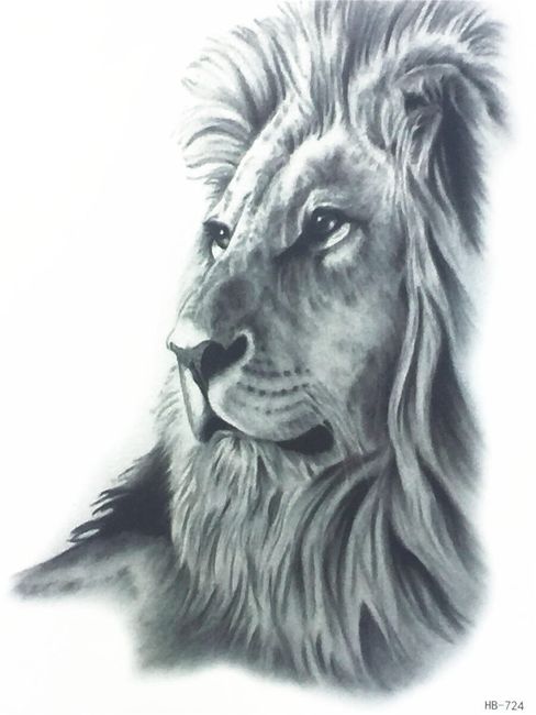 Dočasné tetování - černobílý lev 1