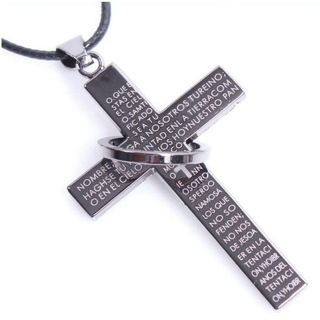 Pánsky náhrdelník s krížom na koženej šnúrke 1