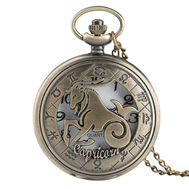 Джобен часовник във винтижд дизайн - Знаци на зодиака 1