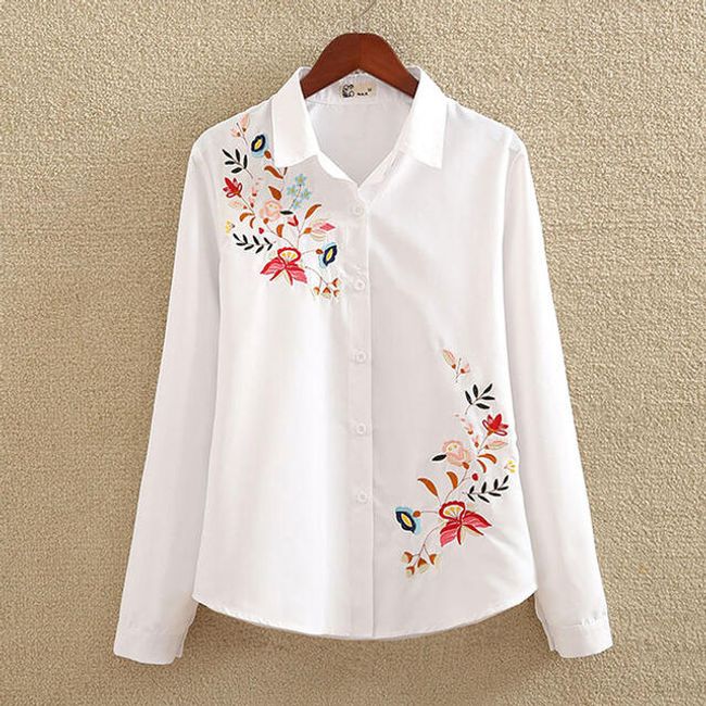 Bílá dámská košile s květy 1