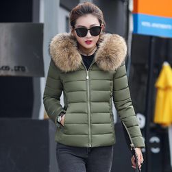 Dámská bunda s kapucí s umělým kožíškem