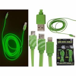 Zelený svietiaci kábel USB pre Iphone, typ C a Micro PD_1555739