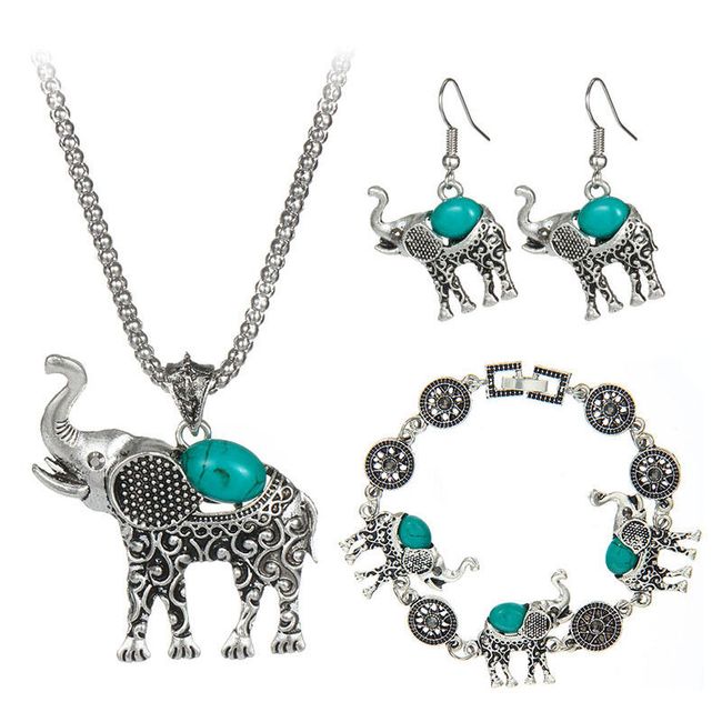 Komplet biżuterii ze słoniami - różne kolory 1