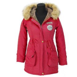 Jachetă de damă cu blană - Roșu - mărimea 6