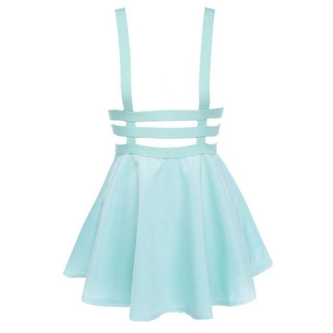 Udobna mini suknja sa tregerima - bela, plava 1
