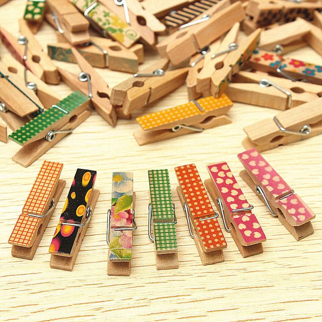 Mini dekorační dřevěné kolíčky - 50 kusů 1