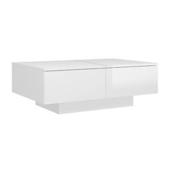 Konferenční stolek bílý vysoký lesk 90 x 60 x 31 cm dřevotříska ZO_804181-A