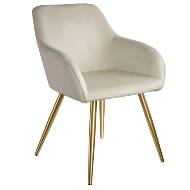 Krzesło Marilyn aksamitny wygląd złoty kremowy/złoty ZO_404623 1