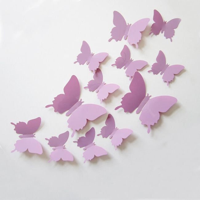 Dekorativní 3D lesklý motýl na zeď - 12 kusů 1