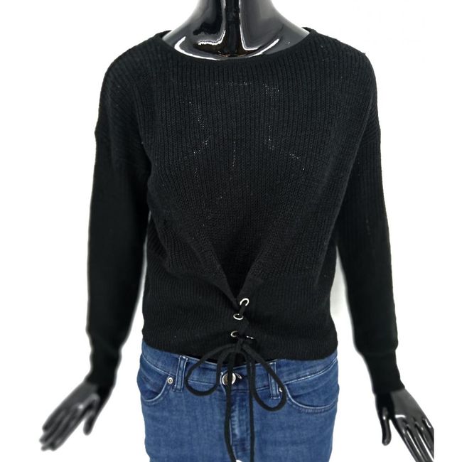 Ženski pulover Brave Soul, crni s vezicama, veličine XS - XXL: ZO_3b96343e-8bfa-11ed-b148-9e5903748bbe 1