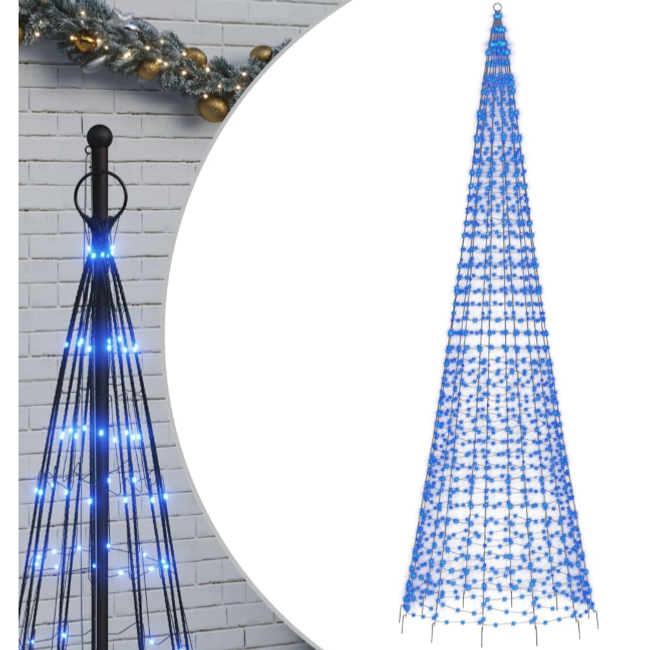 Pom de Crăciun pe stâlp 1 534 LED-uri albastre 500 cm ZO_358119-A 1