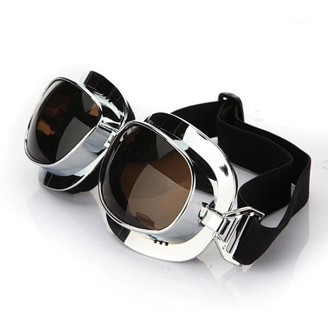 Motorkárska okuliare strieborné - hnedé skla 1