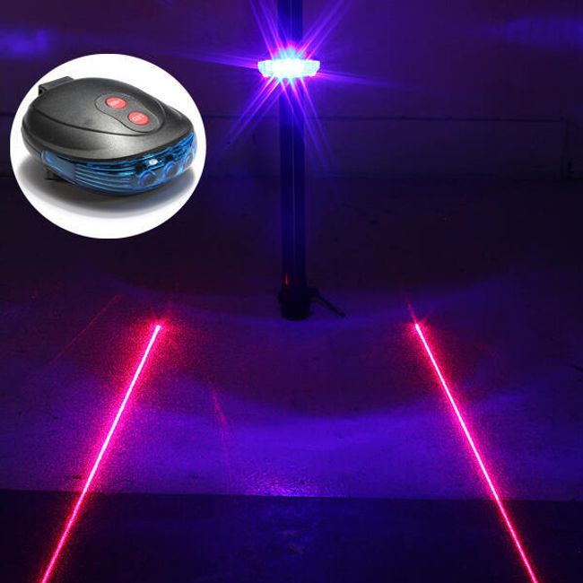 Tylne LED światło na rower z laserem 1