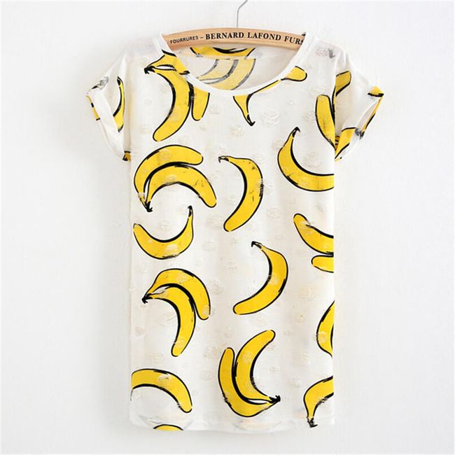Bílé dámské tričko s potiskem banánů  1
