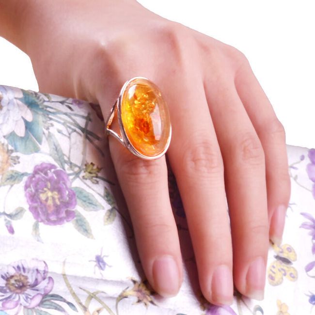 Prsten s oranžovým kamínkem - 3 velikosti 1